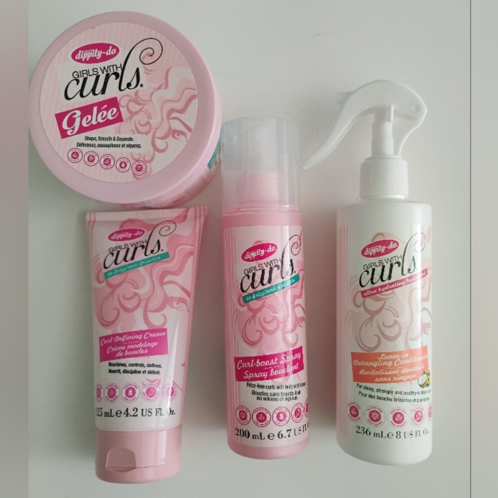 4 Dippity-Do Girls with Curls Defining Cream Gelee Boost Spray Detangling